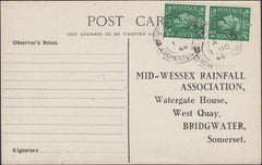 121877 1944 MID-WESSEX RAINFALL ASSOCIATION POST CARD FROM CERNE ABBAS.