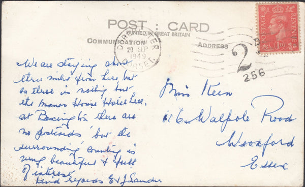 121914 1949 UNDERPAID MAIL DORCHESTER TO WOODFORD ESSEX.