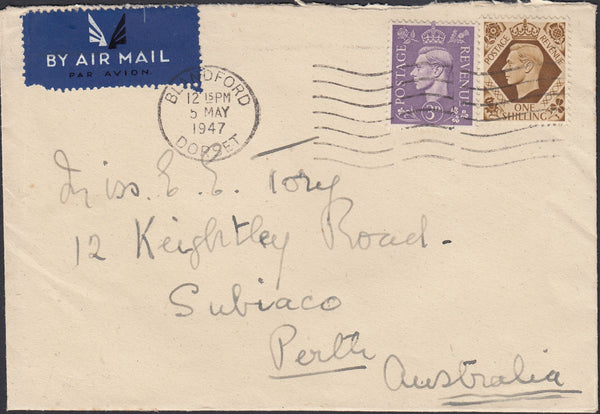 121916 1947 MAIL BLANDFORD TO PERTH AUSTRALIA.