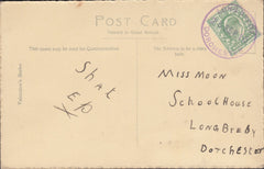 121960 1910 LONG BREDY/DORCHESTER RUBBER DATE STAMP IN VIOLET LOCAL USAGE.