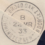 121962 1924 BROAD OAK/STURMINSTER/NEWTON DORSET RUBBER DATE STAMP.