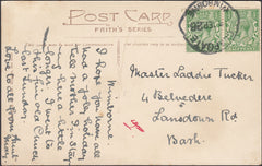 122015 1926 MAIL TO BATH WITH CLAPGATE/WIMBORNE RUBBER DATE STAMP.