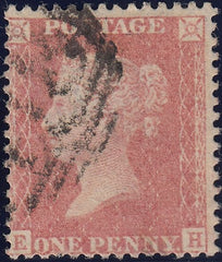 122025 1857 1D PL.47 MATCHED PAIR LETTERED EH ON TRANSITIONAL PAPER (SPEC C9) AND WHITE PAPER (SG40).