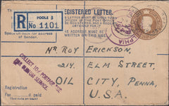 122070 1947 REGISTERED MAIL POOLE TO OIL CITY U.S.A.