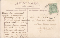 122079 1906 MAIL TO WEST BROMWICH WITH SHERBORNE SKELETON DATE STAMP.