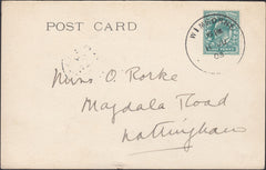 122083 1903 MAIL TO NOTTINGHAM WITH WIMBORNE SKELETON DATE STAMP.
