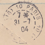 122119 1904 REGISTERED MAIL BRIDPORT (DORSET) TO PARIS.