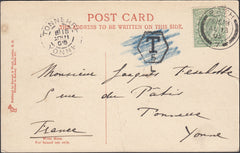 122126 1905 UNDERPAID MAIL BATH TO FRANCE.