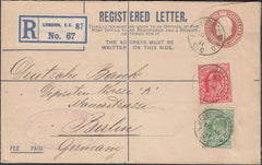 122132 1911 REGISTERED MAIL LONDON TO BERLIN.