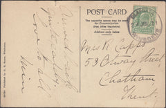 122147 1911 MAIL TO CHATHAM WITH CLAPGATE/WIMBORNE RUBBER DATE STAMP.