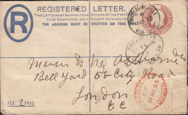 122171 1903 REGISTERED MAIL FIFEHEAD NEVILLE (DORSET) TO LONDON.