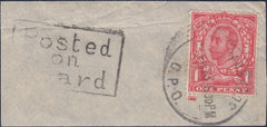 122274 1912 1D DOWNEY DIE 2 WATERMARK CROWN (SG341) USED IN BARBADOS.