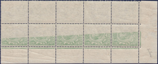 122275 1911 ½D DOWNEY DIE 2 WATERMARK SIMPLE CYPHER (SG344) BLOCK OF TEN WITH PARTIAL OFFSET.