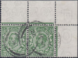 122293 1912 ½D DOWNEY DIE 2 WATERMARK MULTIPLE CYPHER (SG346) VARIETY 'WHITE SPOT IN OVAL BELOW E OF POSTAGE' (SPEC N6m).