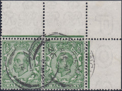 122293 1912 ½D DOWNEY DIE 2 WATERMARK MULTIPLE CYPHER (SG346) VARIETY 'WHITE SPOT IN OVAL BELOW E OF POSTAGE' (SPEC N6m).