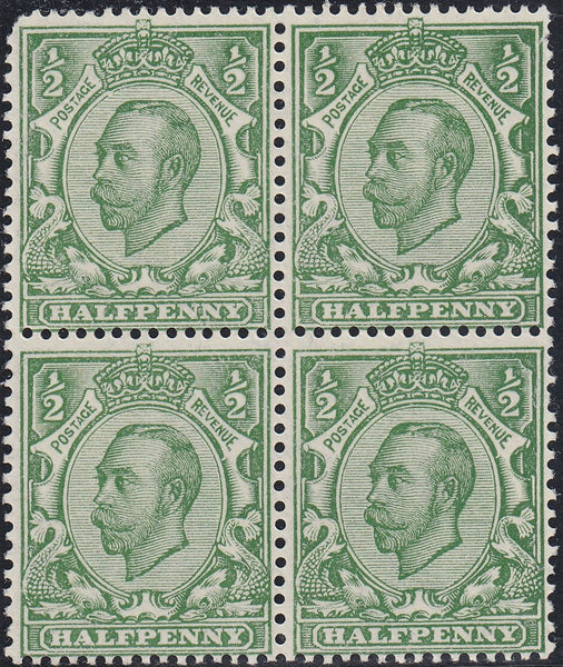 122294 1912 ½D DOWNEY DIE 2 WATERMARK MULTIPLE CYPHER (SG346) VARIETY 'WHITE SPOT IN OVAL BELOW E OF POSTAGE' (SPEC N6m).