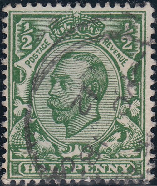 122296 1912 ½D DOWNEY DIE 2 WATERMARK CROWN (SG339) CONSTANT VARIETY 'WHITE SCALES' (SPEC N4k) AND 'NO CROSS ON CROWN'.