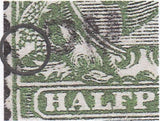 122298 1912 ½D DOWNEY DIE 2 WATERMARK SIMPLE CYPHER (SG344) WHITE UNPRINTED PATCH ON DOLPHIN.