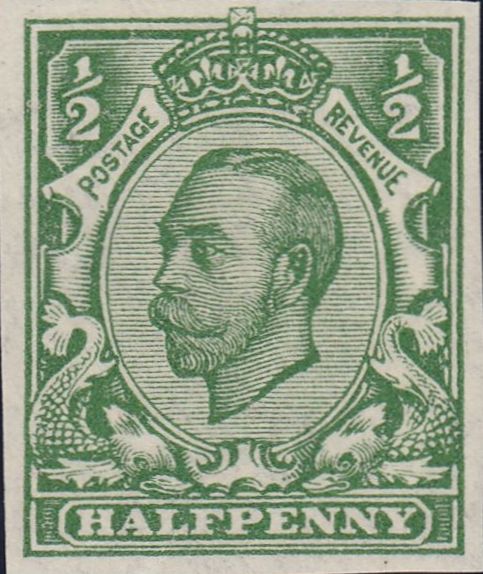 122303 1912 ½D DOWNEY DIE 2 WATERMARK MULTIPLE CYPHER ERROR IMPERFORATE (SG346b).