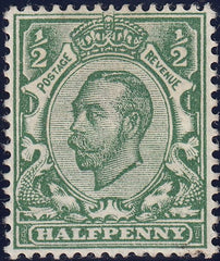 122318 1912 ½D DOWNEY DIE 2 WATERMARK SIMPLE CYPHER VARIETY 'NO CROSS ON CROWN' (SG344a).