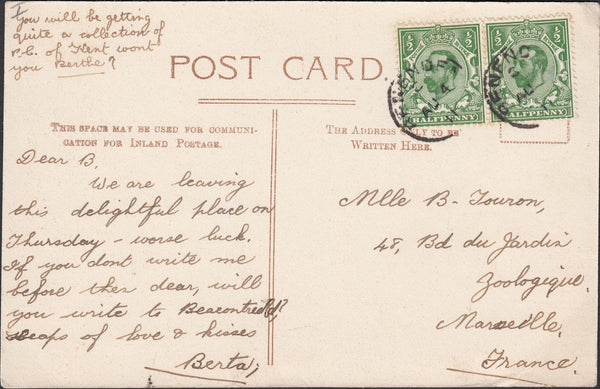122338 1911 MAIL BENENDEN (KENT) TO FRANCE.