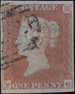 122387 1848 1D PL.87 (SG8) USED GROUP TWELVE SINGLES, EX FOLKARD.