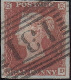 122387 1848 1D PL.87 (SG8) USED GROUP TWELVE SINGLES, EX FOLKARD.