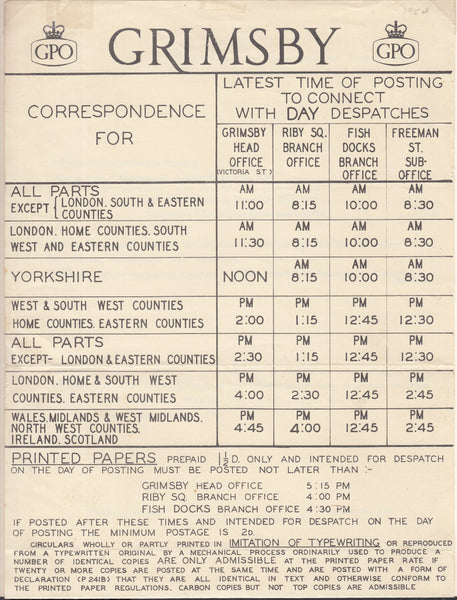 122430 GRIMSBY CANCELLATIONS AND MEMORABILIA.