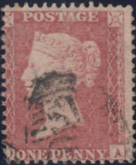 122454 1856-7 1D PL.42 MATCHED PAIR LETTERED OA BLUED PAPER ON COVER (SG29) AND WHITE PAPER OFF COVER (SG40).