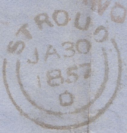 122454 1856-7 1D PL.42 MATCHED PAIR LETTERED OA BLUED PAPER ON COVER (SG29) AND WHITE PAPER OFF COVER (SG40).