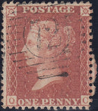 122458 1856-7 1D PL.42 MATCHED PAIR LETTERED QC ON BLUED PAPER (SG29) AND WHITE PAPER (SG40).