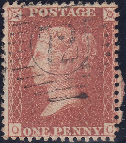 122458 1856-7 1D PL.42 MATCHED PAIR LETTERED QC ON BLUED PAPER (SG29) AND WHITE PAPER (SG40).