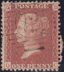 122458 1856-7 1D PL.42 MATCHED PAIR LETTERED QC ON BLUED PAPER (SG29) AND WHITE PAPER (SG40).