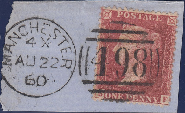 122479 1856-7 1D PL.42 MATCHED PAIR BLUED PAPER (SG29) AND WHITE PAPER (SG40) LETTERED SF.