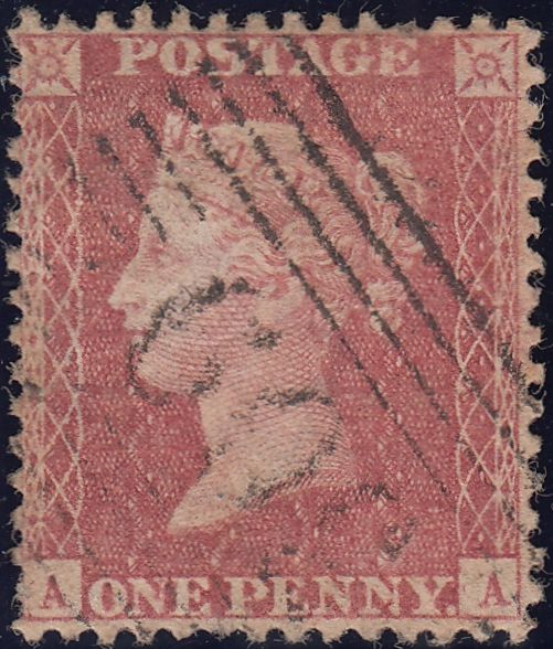 122542 1856-7 DIE 2 PL.44 MATCHED PAIR LETTERED AA WITH RE-ENTRY ON BLUED PAPER (SG29) AND WHITE PAPER (SG40).