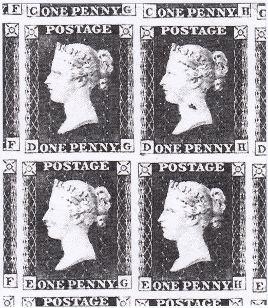 122543 1854 DIE 1 1D PL.162 (SG17) USED BLOCK OF FOUR, 'DH' WITH CONSTANT VARIETY.