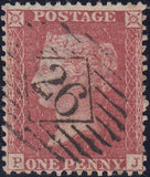 122654 1856-7 1D PL.42 MATCHED PAIR LETTERED PJ ON BLUED PAPER (SG29) AND WHITE PAPER (SG40).