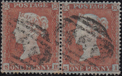 122656 1854 DIE 1 1D PL.157 S.C.16 (SG17) HORIZONTAL PAIR LETTERED SH SI.