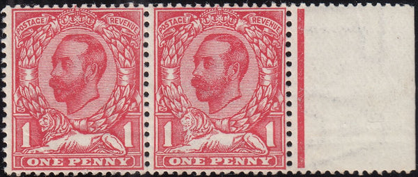 122671 1911 1D DOWNEY DIE 1B WATERMARK CROWN (SG329) VARIETY 'PALE LION' (SPEC N8k), NEW PLATE POSITION.
