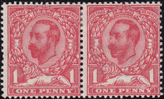 122716 1911 1D DOWNEY DIE 1B WATERMARK CROWN (SG329) HORIZONTAL PAIR WITH VARIETY N8i.