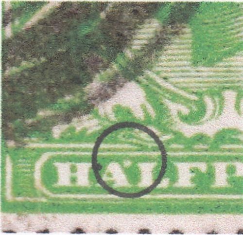 122749 1911 ½D DOWNEY DIE 1B WATERMARK CROWN (SG324) USED WITH PLATE VARIETY.