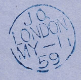 122758 1856-7 DIE 2 1D PL.42 MATCHED PAIR LETTERED RI ON BLUED PAPER (SG29) AND WHITE PAPER (SG40).