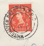 122780 1958-59 ½D WILDINGS WITH T.P.O. CANCELS ON PIECE.