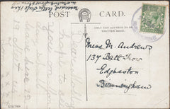 122826 1918 MAIL TO BIRMINGHAM WITH 'CORTON DENHAM SHERBORNE' RUBBER DATE STAMP.
