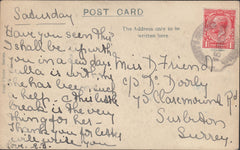 122842 1922 MAIL TO SURBITON WITH 'GAUNT'S COMMON WIMBORNE' RUBBER DATE STAMP.