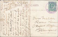 122846 1904 MAIL TO BLANDFORD WITH 'TARRANT MONKTON BLANDFORD' RUBBER DATE STAMP.