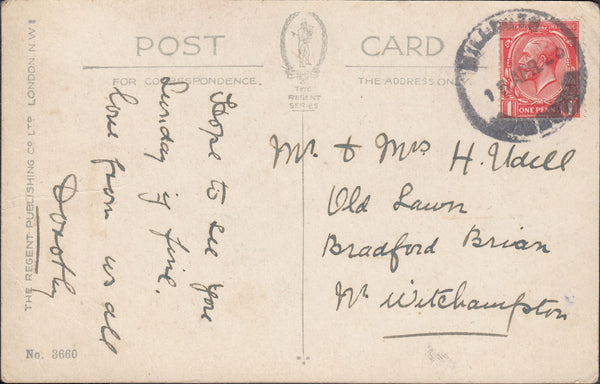 122854 1928 MAIL TO WITCHAMPTON WITH 'HILLBUTTS WIMBORNE' RUBBER DATE STAMP.