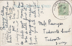 122867 1910 MAIL TO TADWORTH SURREY WITH 'ALDEBURGH SUFFOLK' SKELETON DATE STAMP.