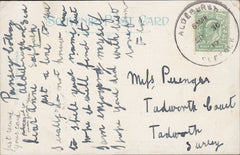 122867 1910 MAIL TO TADWORTH SURREY WITH 'ALDEBURGH SUFFOLK' SKELETON DATE STAMP.