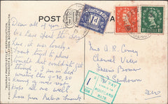 122884 1959 UNDERPAID MAIL CORFE CASTLE (DORSET) TO ISLE OF WIGHT.